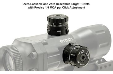 Image of Leapers UTG Compact Prismatic 4X32 T4 Scope, 36-Color, Etched Glass T-Dot Reticle, SCP-T4IETDQ