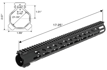 Image of Leapers UTG PRO Arwen 17in M-LOK Free Float Handguard, Black, MTU048SEM
