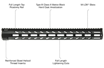 Image of Leapers UTG PRO Arwen 17in M-LOK Free Float Handguard, Black, MTU048SEM
