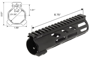 Image of Leapers UTG PRO Arwen 7in M-LOK Free Float Handguard, Black, MTU044SEM