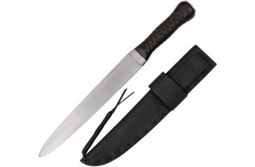 Image of Legacy Arms Lombard Seaxe Knife Fixed Blade Knife, 12.5in, Carbon Steel, Standard Edge, Satin, Brown, Tang Handle IP131