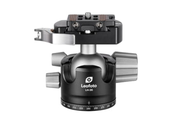 Image of Leofoto LH-36LR Ball Head w/ LR-50 Lever Release Clamp, Arca, Black, LH-36LR