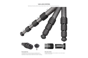 Image of Leofoto LX-224CT/SW-02 Reversible Travel Tripod for Binoculars w/ 2-Way Pan Head Kit, Black, LX-224CT+SW-02