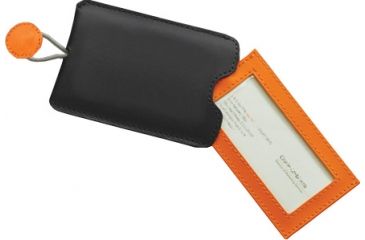 Image of Lewis N Clark Slim Leather Luggage Tag with Closed Security Window, Black ID80BLKHT