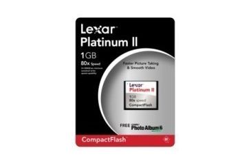 Image of Lexar Platinum II 1GB 80x Compact Flash CF Memory Card CF1GB80664