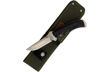 Image of Linton Cutlery 9in Fixed Blade Hunter Knife w/ Sheath, 9in Overall, 3.75in Stonewash Stainless Blade, Black Rubber Handle, Nylon Sheath, L95053B