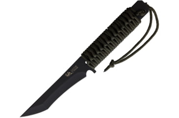 Image of Linton Cutlery 12.5in Cord Wrapped Black Knife, 12.5in Overall, 6in Black Powder Coated Stainless Blade, OD Green Cord Wrapped Handle, No Sheath, L97059B