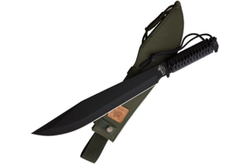 Image of Linton Cutlery 18.25in Black Cord Wrapped Machete, 18.25in Overall, 12in Black Powder Coated Stainless Blade, Black Cord Wrapped Handle, Nylon Sheath, L90007B