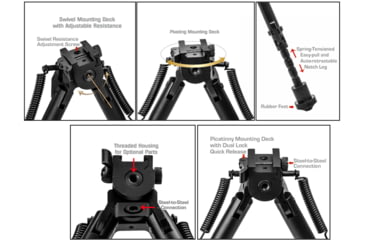 Image of Lion Gears Scout-Pod Tactical Spring-Lock Folding Bi-pods with Integrated Picatinny/Weaver Mounting Deck, 7.3in - 9in, LG-SP SL07