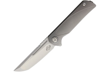Image of Liong Mah Designs Warrior 2 Framelock Folding Knife, 3.75 satin finish Bohler M390 stainless blade, Gray knurled titanium handle, WARRIOR 2 V2