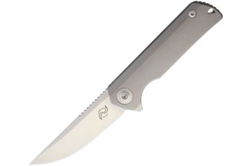 Image of Liong Mah Designs Warrior One Version 2 Folding Knife,3.25in,S35VN Steel,Standard Edge,Stonewash,Gray,Titanium Handle LMDW12