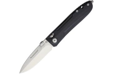 Image of Lionsteel Big Daghetta G10 Folding Knife, 3.75in Satin D2 Tool Steel Spear Point Blade, Black G10 Handle, Thumb Stud, Glass Breaker, Pocket Clip, Tol Tactical Operation Lock System, Black, 8710 BK