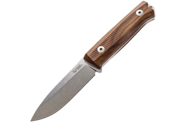 Image of Lionsteel Bushcraft B40 Santos Wood Fixed Blade Knife, 8.88in Overall, 3.88in Stonewash Sleipner Tool Steel Blade, Santos Wood Handle, Brown Leather Belt Sheath, B40 ST