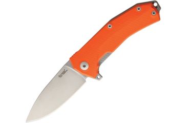 Image of Lionsteel KUR Orange G10 Folding Knife,3.375in,Standard Edge,Drop Point,Stonewash,Orange,G10 Handle LSTKUROR