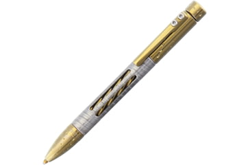 Image of Lionsteel Nyala Pen Damascus Gold, Nyala Twist Pen, 4.5in Overall, Super Dense Twist Damascus By Damasteel Insert, Uses Fisher Space Pen Pr4 Cartridge, Titanium Construction, Gold, Gold, NY SDT BRL
