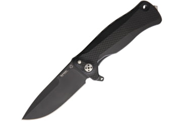 Image of Lionsteel SR11 Framelock Folding Knife, 3.5in Black Oxide Coated Sleipner Tool Steel Drop Point, Black Textured Aluminum Handle, Glass Breaker, Pocket Clip, SR11A BB