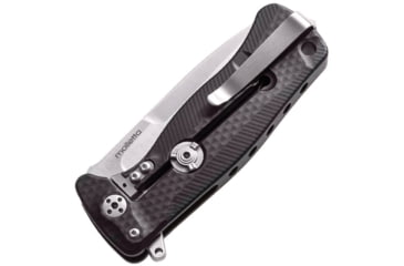Image of Lionsteel SR22 Framelock Folding Knife, 3in Satin Sleipner Tool Steel Drop Point, Black Textured Aluminum Handle, Glass Breaker, Pocket Clip, SR22A BS