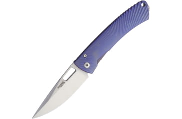 Image of Lionsteel TiSpine Framelock Matte Folding Knife, 3.25in Satin Bohler M390 SS Blade, Purple Matte Finish Titanium Handle, Thumb Pull, Pocket Clip, Packaged In A Plexiglass Tube, TS1 VM