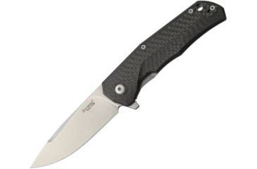 Image of Lionsteel TRE Titanium Framelock CF Folding Knife,2.88in,Bohler M390 Steel,Drop Point,Stonewash,Black,Carbon Fiber Handle LSTTREFC