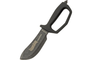 Image of Lizard Lick D Guard Bowie Knife, 13 1/2in Overall, 6 1/2in Black Stonewash 440A SS Wide Bellied Blade, Black Rubberized D-Guard, LZ02