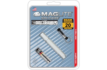 Image of MagLite Solitaire AAA 1-Cell Incandescent Flashlight, Silver, Blister Pack, K3A106