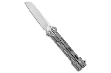 Image of Mantis Knives Mantis Dexter Sheepsfoot Balisong Butterfly Knife Titanium 4.5" Satin *DISC*, Gray, 154CM, adult, BHQ-208845