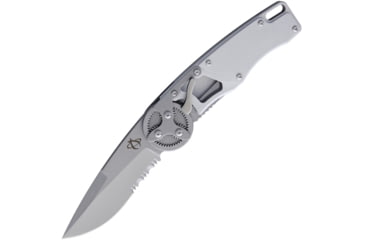 Image of Mantis Gearhead Linerlock Bead DP Folding Knife, 3.38in Bead Blast Finish Partially Serrated Drop Point, Bead Blast Finish Handle, GH2019DPS