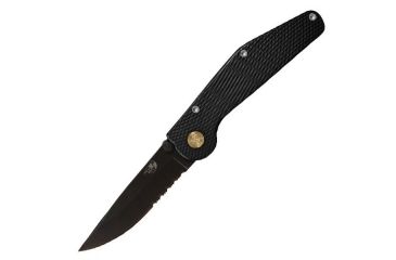 Image of Mantis GT Folding Knife,3.75in Drop Point Combo Ti-Nitrate coated Stainless Steel,Black Aluminum Handle GT102