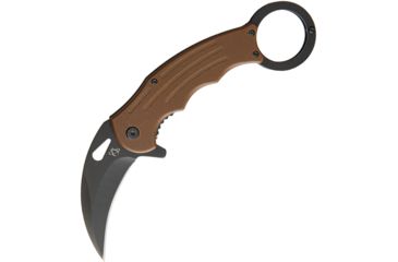 Image of Mantis Karambit Linerlock A/O Coyote Folding Knife,2.75in,Stainless Steel,Standard Edge,Black,Tan,G10 Handle MANMK5B