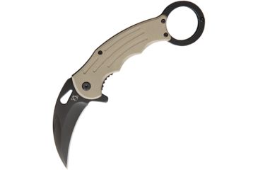 Image of Mantis Karambit Linerlock Desert A/O Folding Knife,2.75in,Stainless Steel,Standard Edge,Black,Tan,G10 Handle MANMK5T