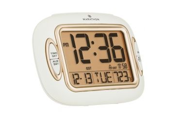 Image of Marathon Atomic Alarm Clock w/Temperature and Date, White CL030051WH