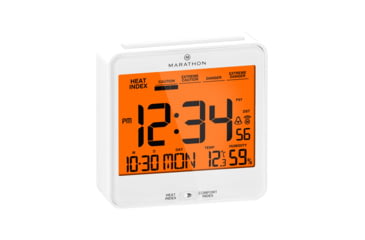 Image of Marathon Atomic Desk Clock w/Backlight, Heat and Comfort Index, White, CL030054-WH-00-NA