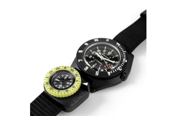 Image of Marathon Clip-On Wrist Compass w/ Glow in The Dark Bezel, Black, 1 x 1.2 x .5 in, CO194005-BK