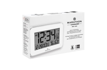 Image of Marathon Crystal Framed Atomic Wall Clock, White, CL030060-WH-00-NA