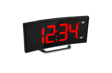 Image of Marathon Digital Dual Alarm Clock with Two USB Chargers, Black, 9 x 1 x 3in, CL030070-BK-RD-NA