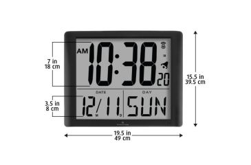 Image of Marathon Super-Jumbo Atomic Digital Wall Clock w/7 inch Digits, Black CL030061BK