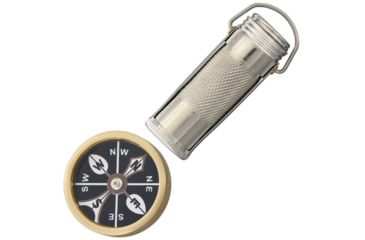 Image of Marbles 2.625in Stainless Steel 1.75in Dia Match Safe and Brass Compass Set, MR388