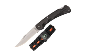 Image of Marbles Brushy Mountian Survival Folding Knive Set, Lockback, Closed 5in, Blade 3.75in L SS L Standard Edge L Matte Finish, Handle Black L Plastic, Black Nylon Sheath, MR395