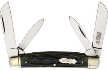 Image of Marbles Congress Green Stag Bone Folding Knife, Mirror finish stainless dual sheepsfoot and dual p, Green stag bone handle, KB402 GREEN STAG BONE
