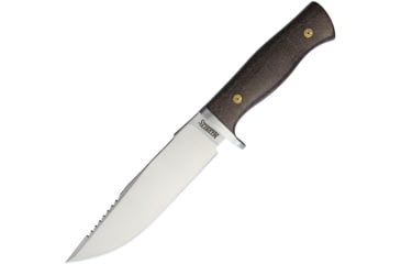 Image of Marbles Knife, 10.63in Overall, 6in Satin 7Cr17Mov SS Blade, Brown Micarta Handle, SS Guard, Sawback Blade, Brown Leather Sheath, HK8720-120S