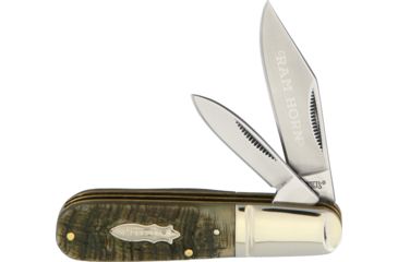 Image of Marbles Ram's Horn Small Barlow Folding Knife,Stainless Steel,Standard Edge,Clip and Pen,Mirror Polish MR365