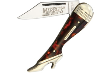 Image of Marbles Small Leg Knife Tortoise, Mirror finish stainless clip blade, Imitation tortoise shell handle, KB114 MR208