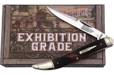 Image of Marbles Toothpick Brown Checkered Bone Folding Knife, 5.5in Closed, Mirror Stainless Long Clip Blade, Brown Checkered Bone Handle, KB111W