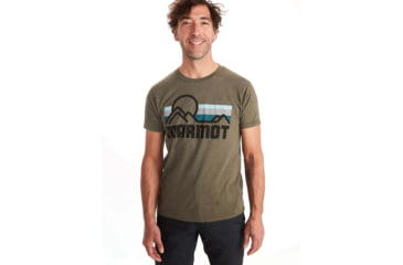 Image of Marmot Coastal Short Sleeve T-Shirt - Mens, Dark Olive Heather/Toasted Almond, Medium, 42430-5032-M