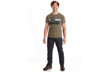 Image of Marmot Coastal Short Sleeve T-Shirt - Mens, Dark Olive Heather/Toasted Almond, Medium, 42430-5032-M