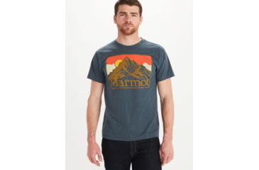 Image of Marmot Mountain Peaks Short Sleeve Shirt - Mens, Navy Heather, Medium, 33390-8550-M