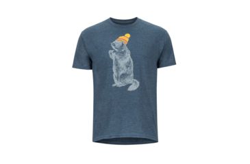 Image of Marmot Pom Pom Tee Short Sleeve - Mens, Navy Heather, Medium, 42510-Navy Heather-M-DEMO