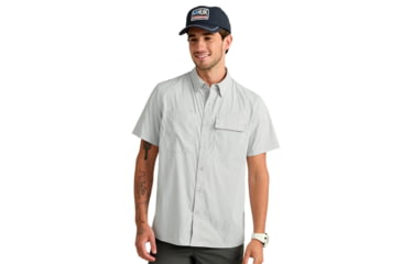 Image of Marolina DBA HUK Huk Icon Short Sleeve Button Down Shirt Seagull 2XL, H1500256059XXL