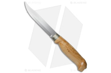 Image of Marttiini Knives Lynx 139 Curly Birch Fixed Blade Knife, 5.00in, Stainless Steel, Trailing Point Blade, Birch Wood Handle, Steel/Wood, 9.75in, BHQ-27524
