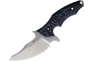 Image of Maserin Badger Fixed Blade Knife, 4.25 stonewash finish partially serrated D2 tool , Black and blue sculpted G10 handle, 940G10G